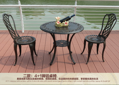 Occasional Table and Chair 3/3-Piece Villa Hotel Homestay Club Courtyard Top Floor Cast Aluminum Table and Chair Set