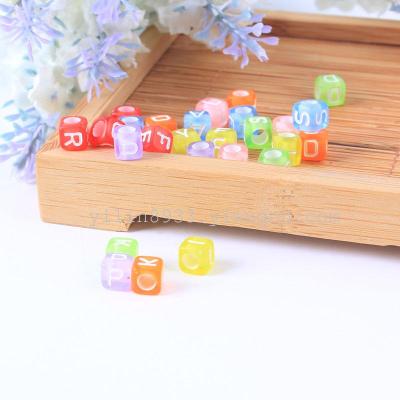 Acrylic 6MM square wash transparent white word DIY children's toys accessories