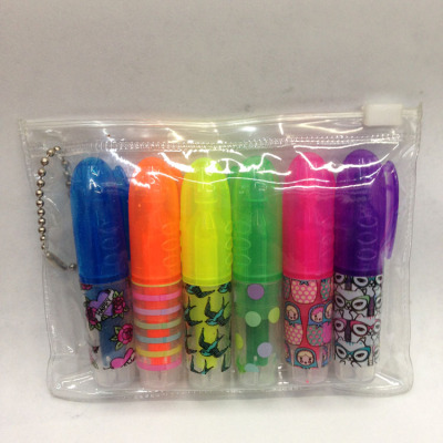 Mark pen MINI MINI MINI fluorescent pen fragrance 6 PVC bag with chain