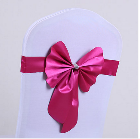 Wedding Free Bow Satin Band Diamond Circle Decorative Band elastic Chair Cover Chair Back Wedding Props