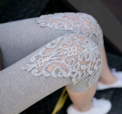 New Korean summer styles modal stitching lace openwork thin fashion Footless Pant