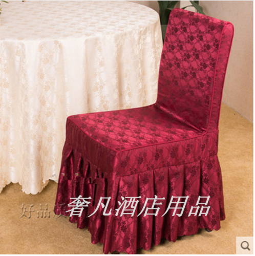 luxury hotel supplies wedding jacquard tablecloth restaurant wedding banquet chair cover two-color jacquard chair cover