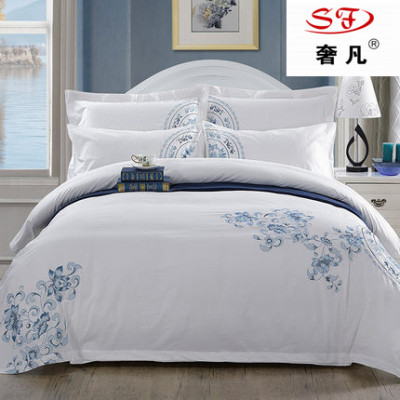 Zheng hao hotel supplies four - piece cotton five - star hotel bedding embroidery it set blue and white porcelain four - piece