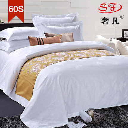 luxury hotel supplies 60 cotton bleached tribute silk jacquard quilt cover bed sheet four-piece set