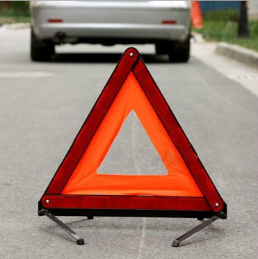 The Car triangle warning Car tripod Car with reflective parking warning signs for tape.