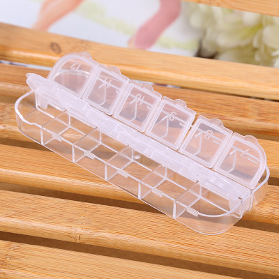 Manufacturers direct alone open cover 12 double row high quality transparent plastic storage box desktop opening box drilling box