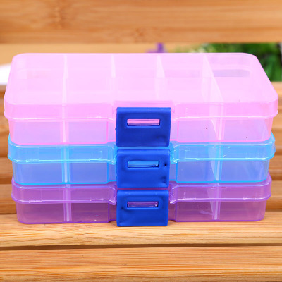 Manufacturers direct PP small 10-grid color transparent plastic storage box desktop and accessory storage box