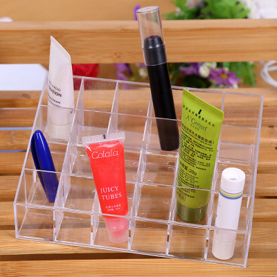Manufacturers direct PS high quality transparent delicate and beautiful 24-grid small lipstick holder desktop makeup to classification rack