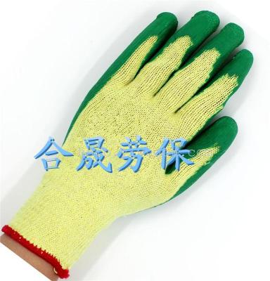 Ten-pin green yellow yarn of cotton yarn factory pin Ultra-low price dipped gloves wear non-slip gloves