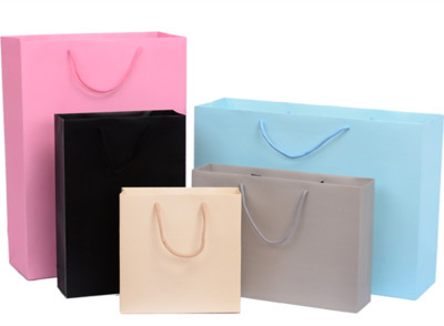 Thickened Custom Simple Color Classic Business Handheld Paper Bag Gift Bag Wholesale
