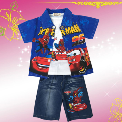 Yiwu purchase giant spider-man spring/summer car cheap children printing vests three piece set
