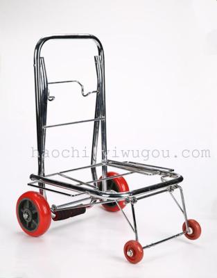 Portable Folding Four-Wheel Luggage Trolley Trolley Hand Buggy Shopping Cart Stainless Steel Car