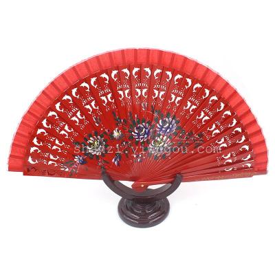 2015 New Spain plate punch flower fan painting, single-color wood fans