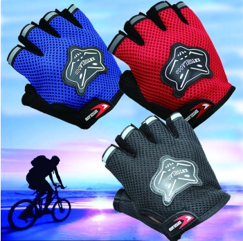 Cheapest Summer Mesh Bicycle Half Finger Gloves (Black Red Blue)