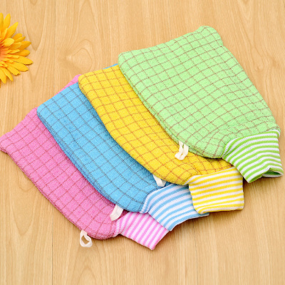 Double side sand scrub bath towel back towel bath gloves