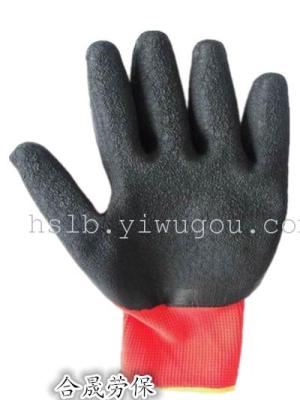 13-pin black nylons red yarn work wrinkle gloves non-slip work gloves