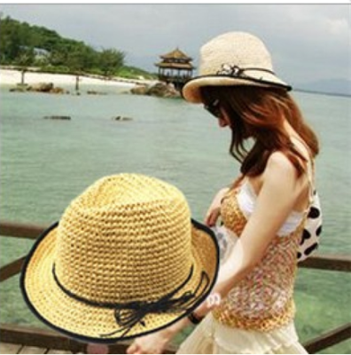 The new summer lady hat hollow Bow Hat fashion wholesale sun hat