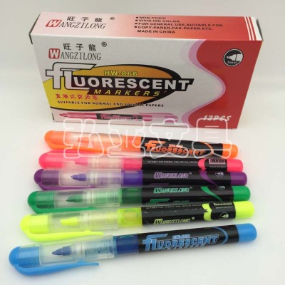 Direct-liquid fluorescent highlighter liquid ink pens
