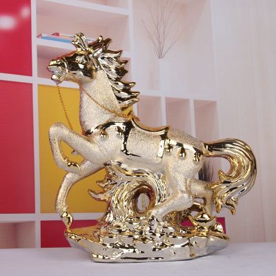 Gao Bo Decorated Home Chinese zodiac figurines ceramic horse desk home decoration lucky plated horse