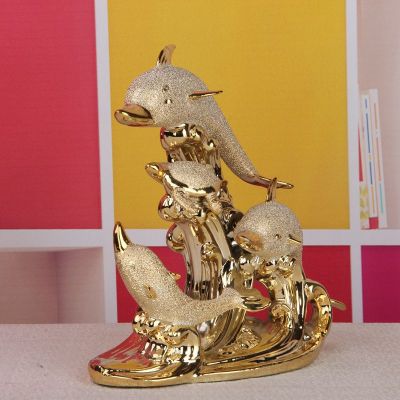 Electroplated gold Dolphin | home accessories love | couples wedding decoration ornaments | pottery decoration