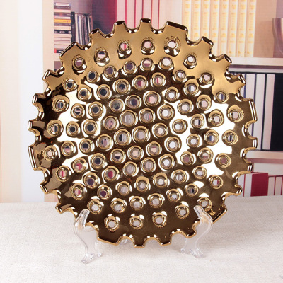 Gao Bo Decorated Home Electroplated hollow ceramic fruit tray modern home decoration crafts