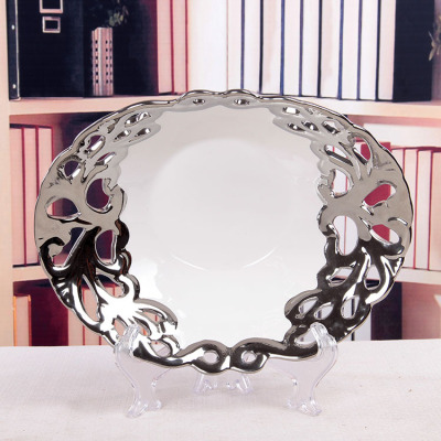 Gao Bo Decorated Home Electroplated hollow ceramic fruit tray home ceramic crafts