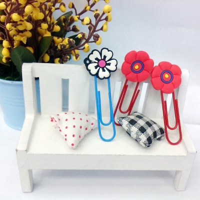 PVC flower cartoon animal-shaped PVC ball paper clip, medium soft gel bookmarks