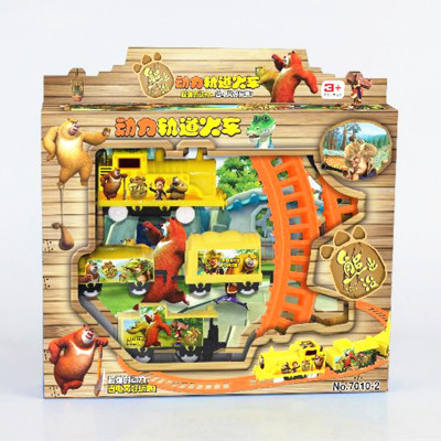 Boxed bear electric train children's plastic puzzle electric toy trains