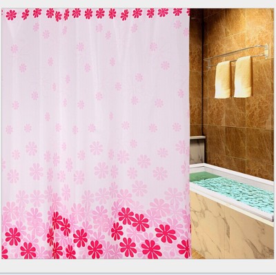 Taobao hot new thickened pink flower pongee waterproof mildew shower curtain 180*180cm