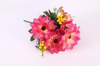 Manufacturers selling flowers silk decorative indoor simulation combination 9 head of black peony chrysanthemum flowers