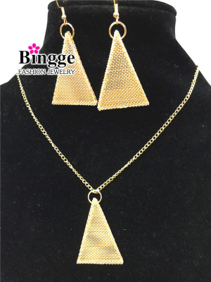 Three-dimensional triangle earring necklace set necklaces