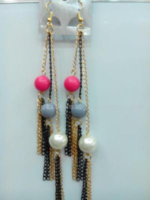 Creative jewelry in Europe and big dramatic earrings 07 fine chain acrylic bead earrings