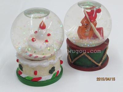 Resin crystal ball figures resin glass ball Santa crystal ball Home Furnishing resin craft ornaments