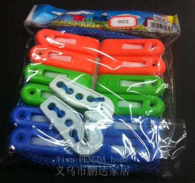 Factory direct sales 902 plastic clothes pins plastic Pant grip with cord plastic spring clips