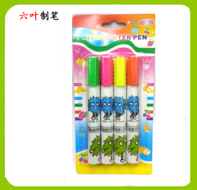 4 PCs blister card highlighter for  supermarket stationery 180 fluorescent  pen 