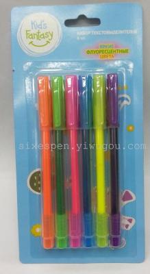 6pcs highlighter set fluorescent pen with disposal price 