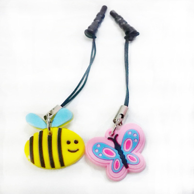 Mobile phone pendants bee Butterfly cartoon avatar dust plug