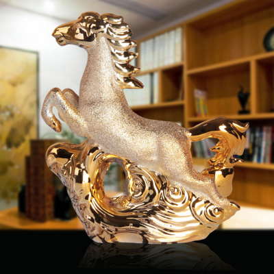 Gao Bo Decorated Home  Special electroplating frosted zodiac horse wholesale ceramic crafts placements