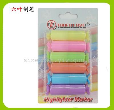 6 PCs blister card Candy colored highlighter