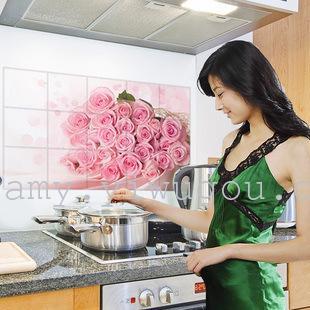 60*90 oil sticker large kitchen aluminum foil heat-resistant range hood tiles cupboard decoration