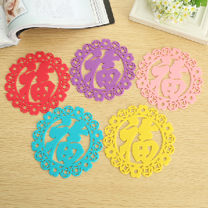 Thick silicone hot pad Candy-colored Bowl hollow pattern character coasters mats non-slip pads a