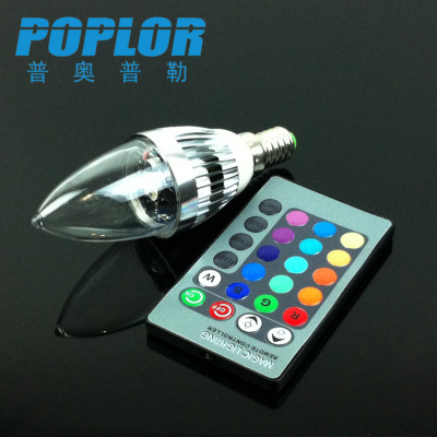 3W / RGB colorful / remote LED candle lamp / intelligent lamp / LED remote control bulb / remote control distance : 5M
