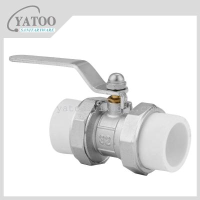Low lead brass PPR ball valve DN32 double iron handles