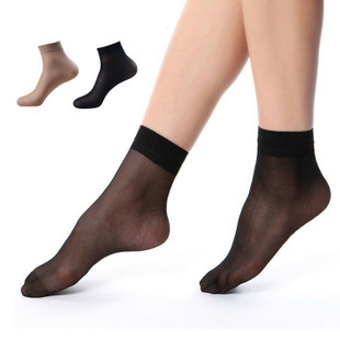 Summer ultra thin and transparent modellar high elastic silk stockings women's short silk stockings.