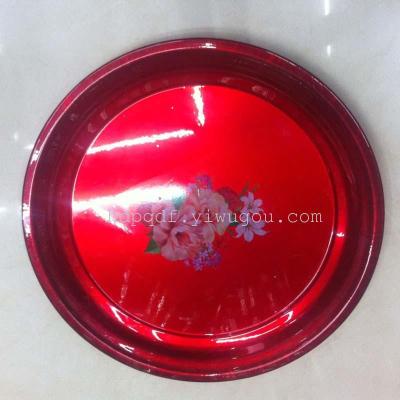 Married festive supplies-tray in red tea tray printing plate 30CM steel tray