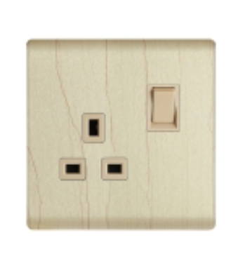 Champagne wood grain color PDL4 a 13A three hole Sockets