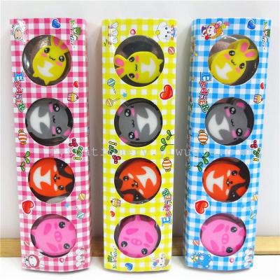 4PC animal Eraser multi-color extrusion rubber stationery wholesale factory direct
