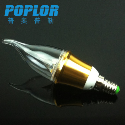3W/ LED candle lamp / PC cover / aluminum / pull tail candle lamp/ Epistar COB chip / LED lighting / IC constant current 