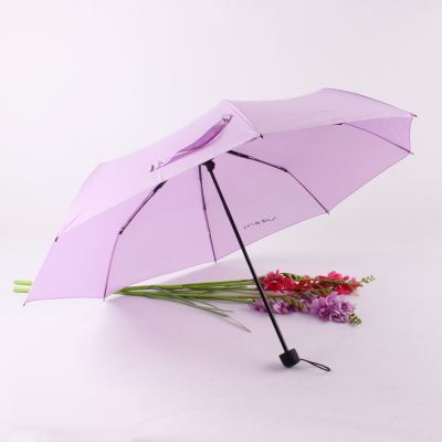 3 folding candy color pongee sun protection umbrella wholesale