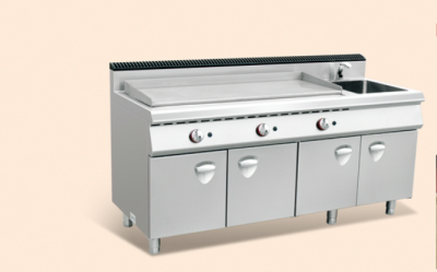 Floor-standing gas-fired grilled even sinks